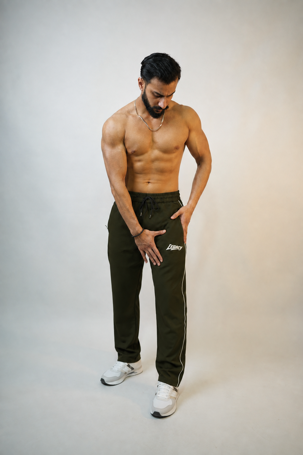 Legacy Fit Premium Relaxed Trousers-Olive Green